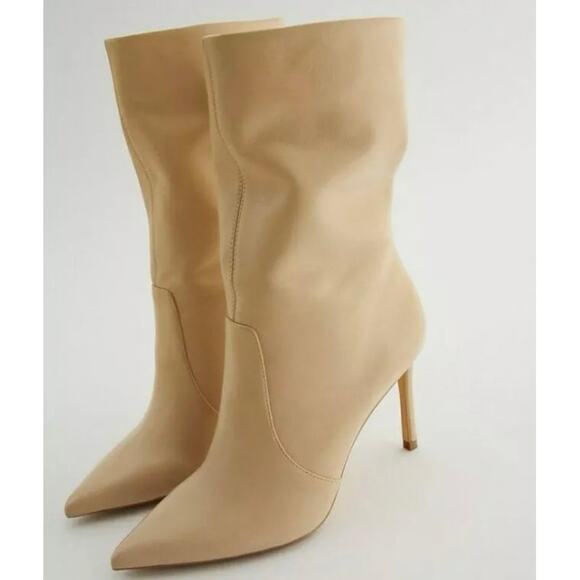 Zara Shoes - Zara Natural Soft Leather Stilett Heeled Ankle Boots Size 7.5 size 38